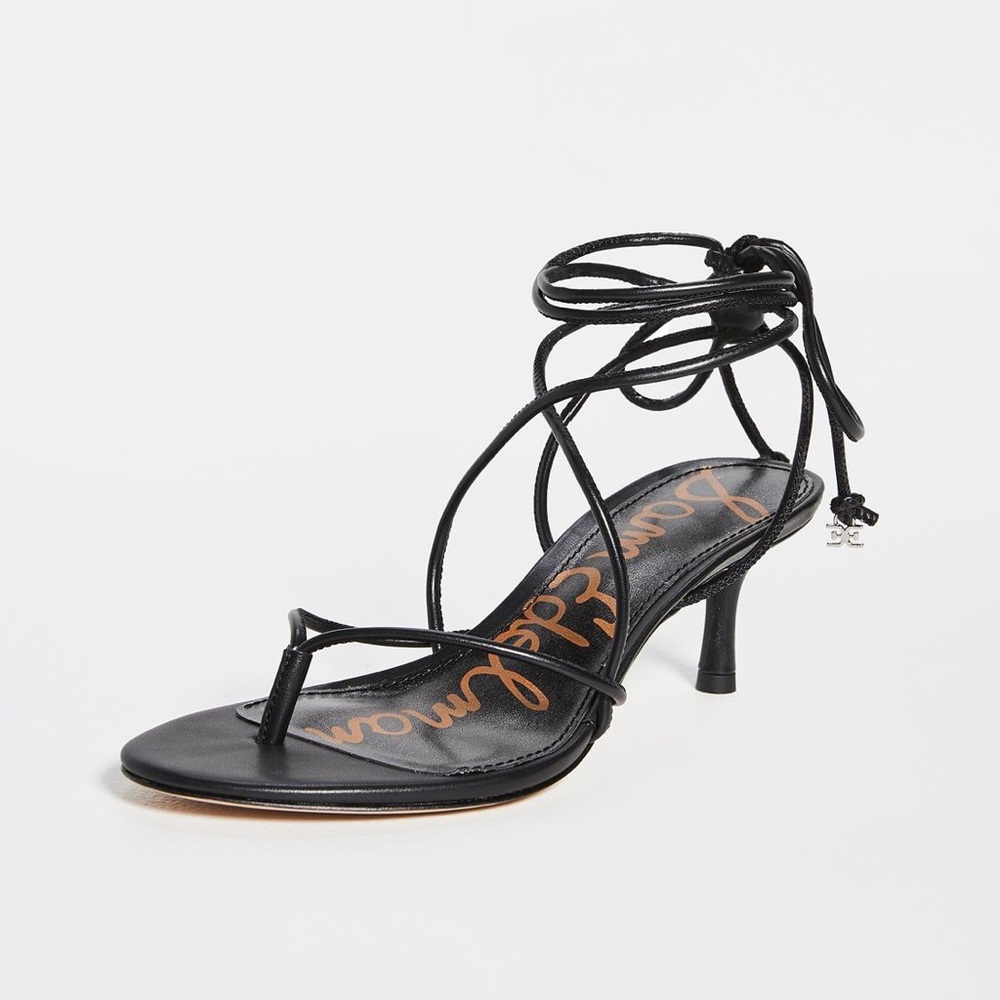 Sam Edelman black lace up Jamila kitten heel sandal